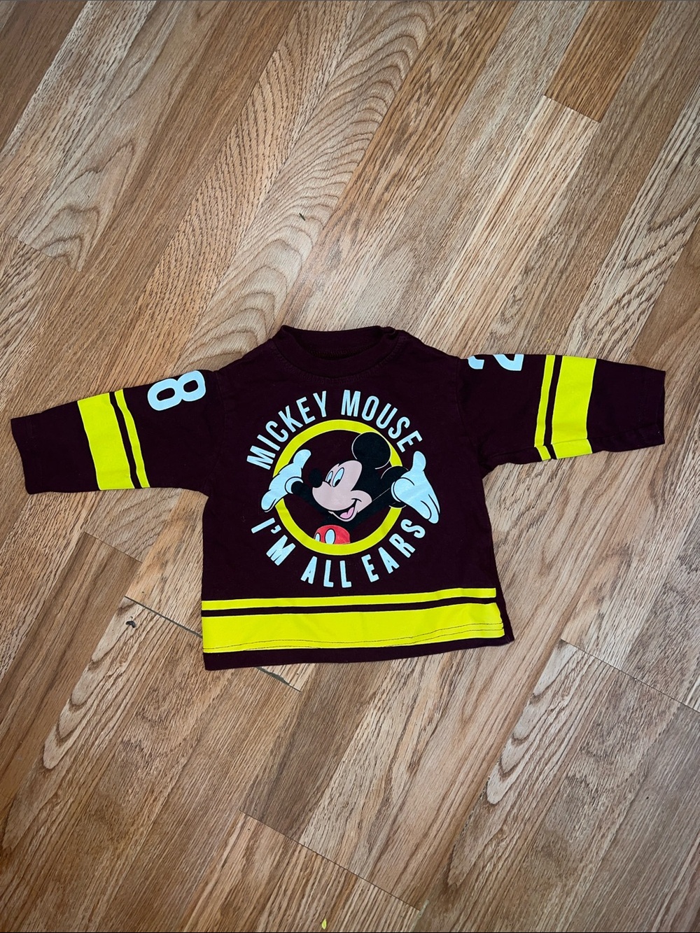 Disney Burgundy & Yellow Mickey Mouse 'I'm All Ears' Top, Vintage